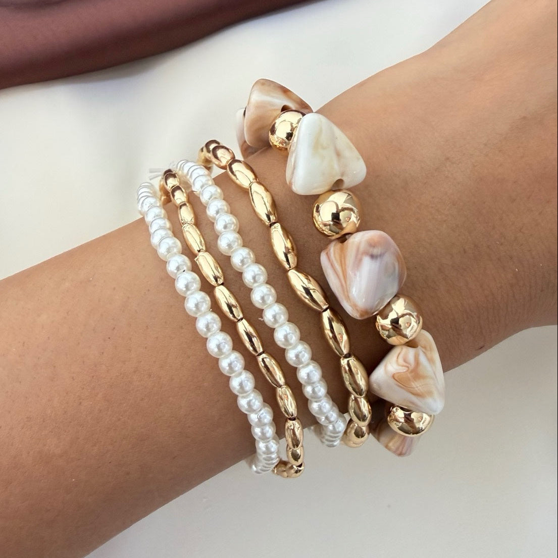 TFC Triangle Stone Gold Plated Bracelet (set of 5)