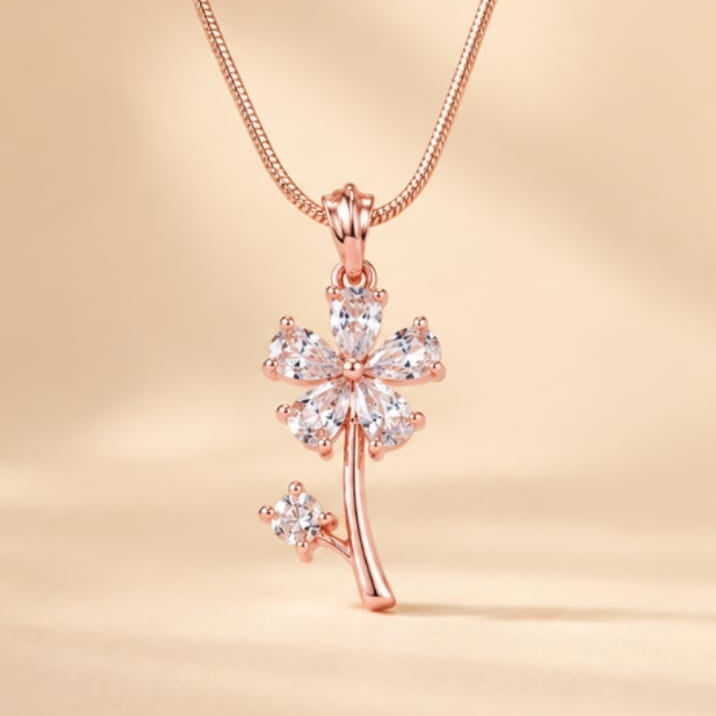 TFC Flower Stone Gold Plated Pendant Necklace