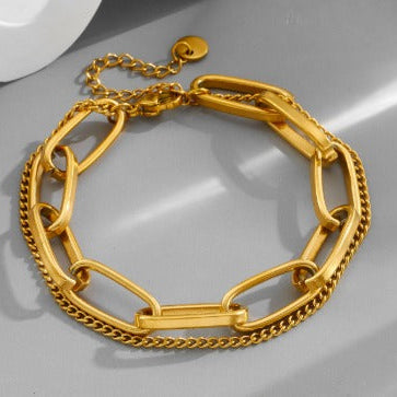 TFC Oval Loop Gold Plated Layered Bracelet