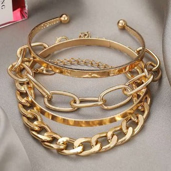 TFC Size 2.8 Chain Oval Gold Plated Bracelet (set of 4)