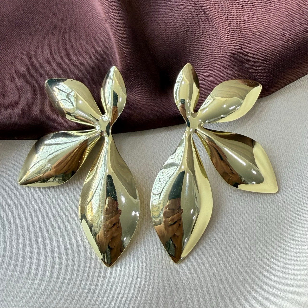 TFC Golden Petal Gold Plated Stud Earrings