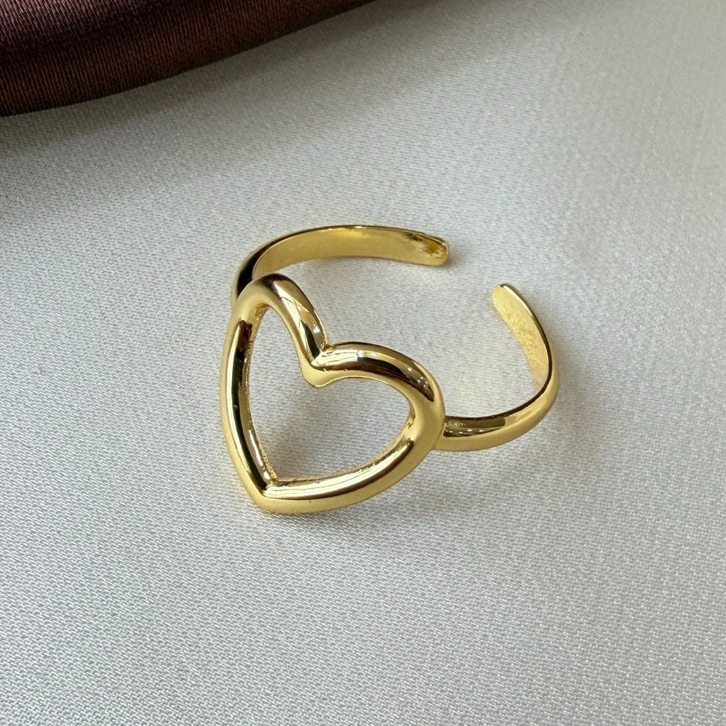 TFC Adjustable Fine Heart Gold Plated Ring