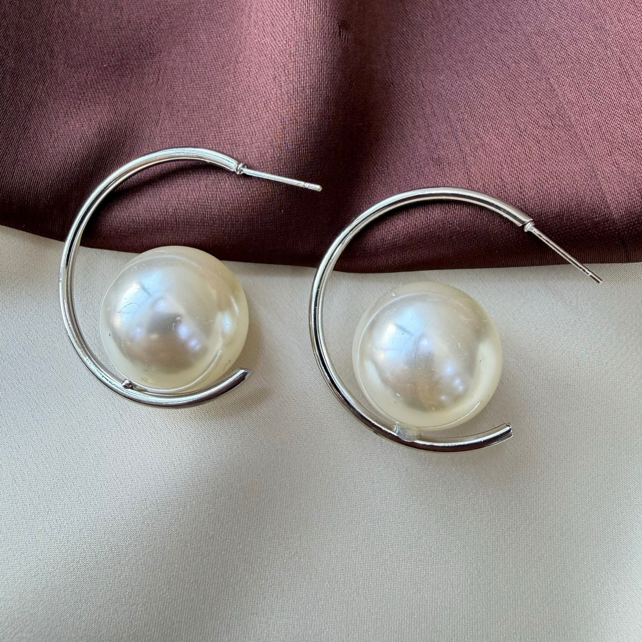 TFC Pearl Ranger Silver Plated Stud Earrings