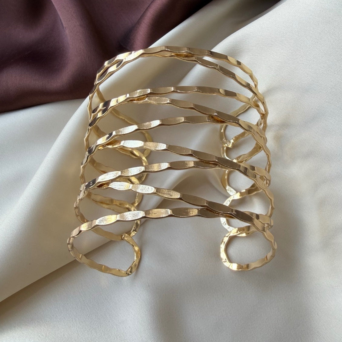 TFC Adjustable Triple Lines Gold Plated Cuff Bracelet (Copy)