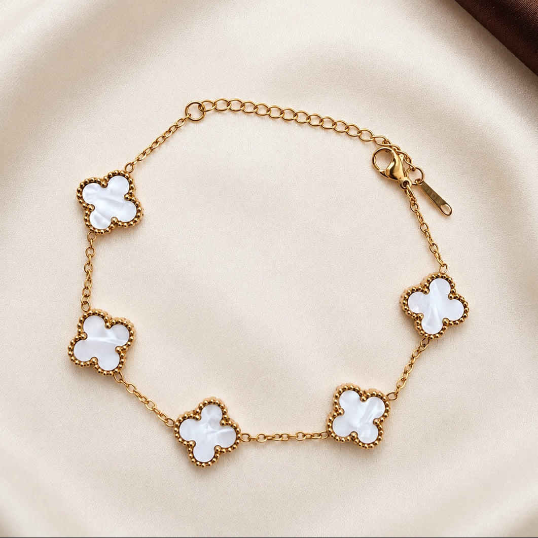 TFC White Flower Gold Plated Chain Bracelet