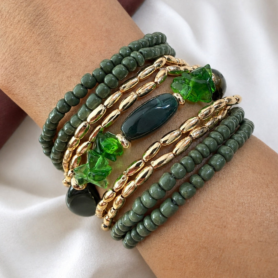 TFC Olive Luxe Gold Plated Bracelet (set of 9)