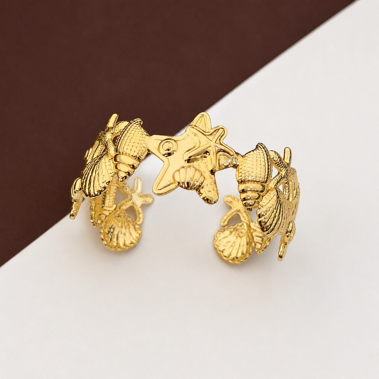 TFC Adjustable Beach Jewel Gold Plated Cuff Bracelet