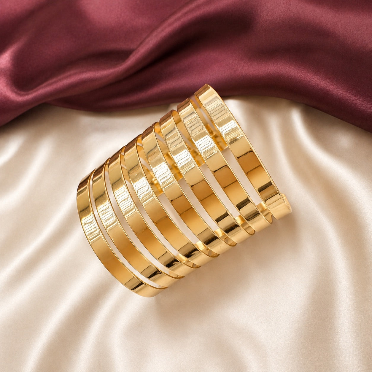 TFC Adjustable Straight Line Gold Plated Cuff Bracelet
