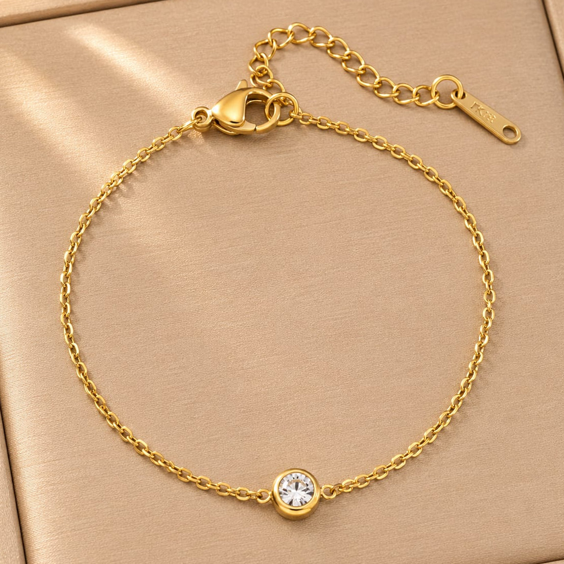 TFC Single Diamond Gold Plated Chain Bracelet