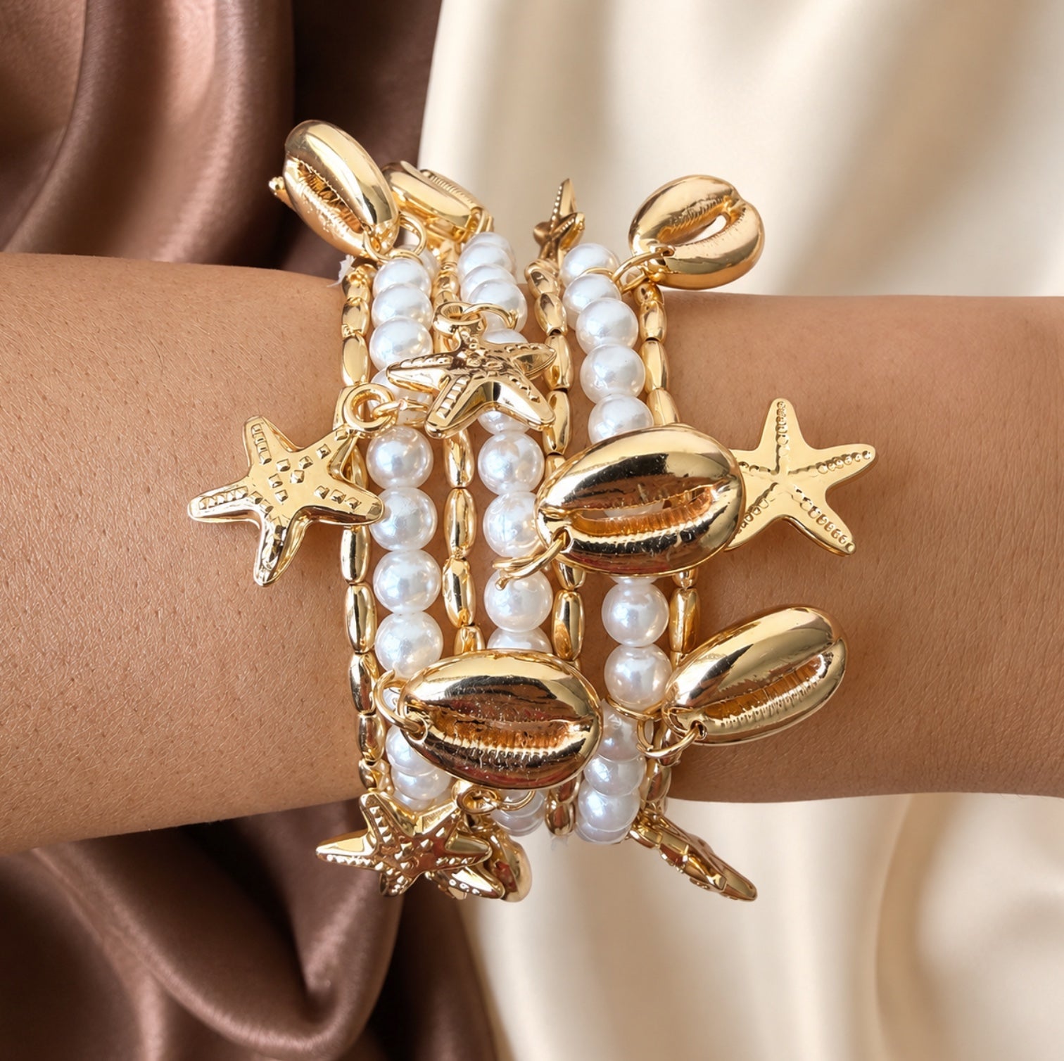 TFC Sea Shine Gold Plated Bracelet (set of 7)