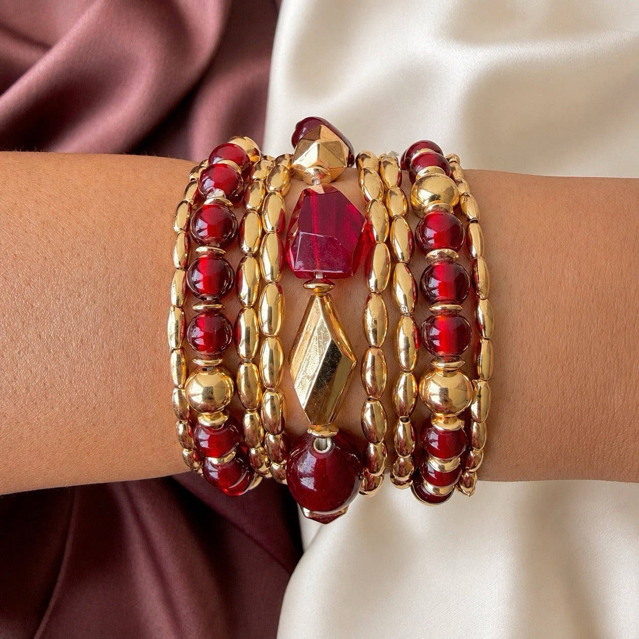 TFC Ruby Red Gold Plated Bracelet (set of 9)
