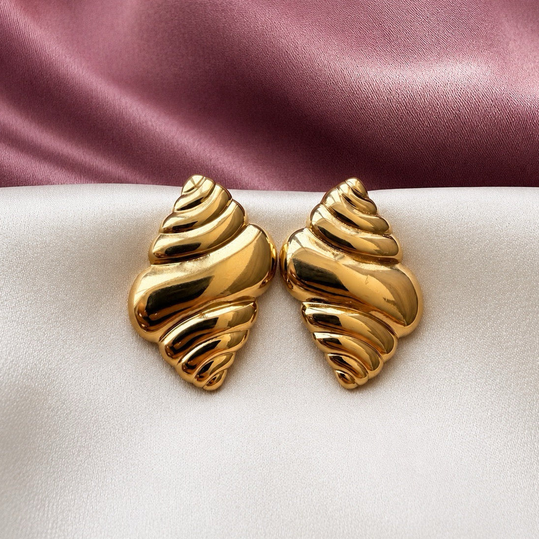 TFC Crossiant Gold Plated Stud Earrings