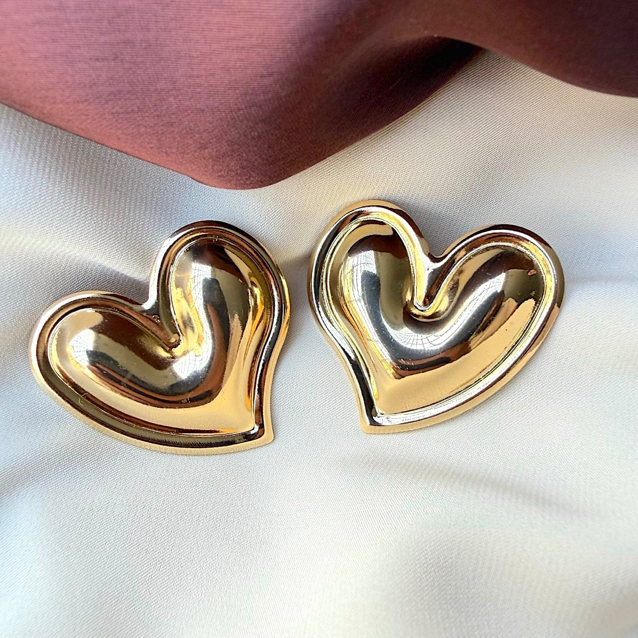 TFC Waves of Heart Gold Plated Stud Earrings