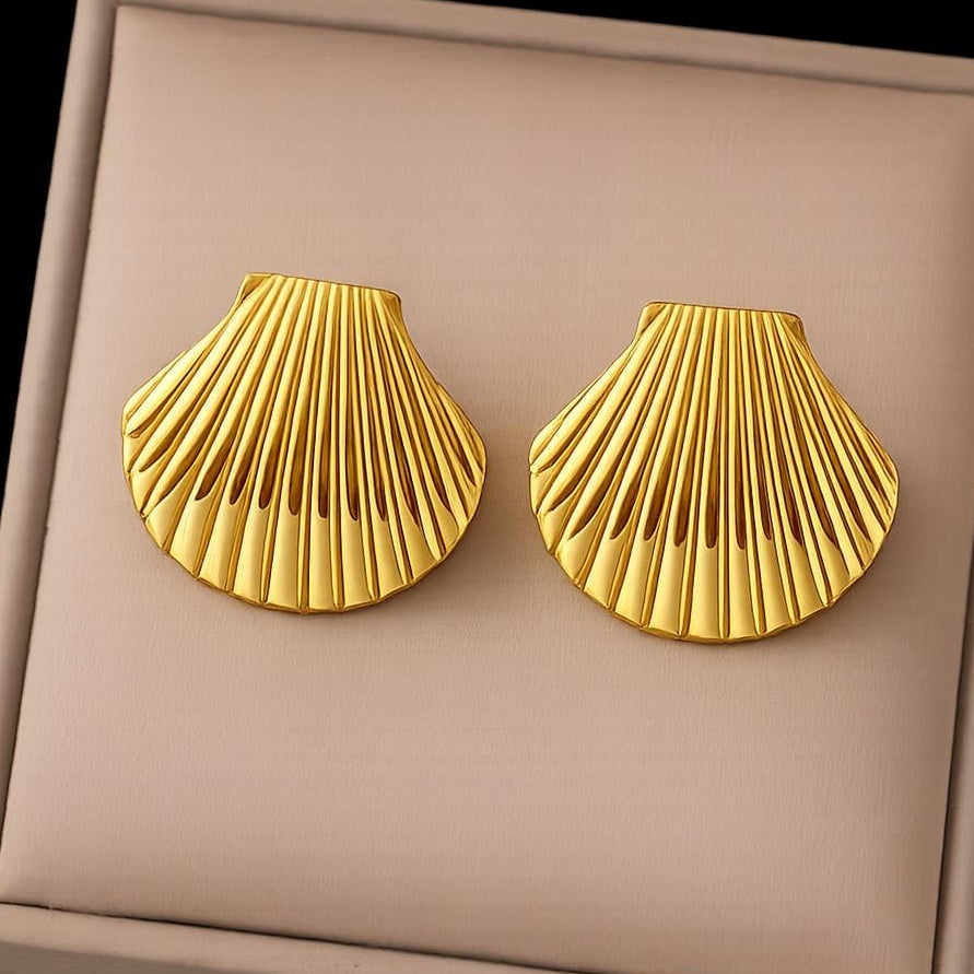 TFC Shell Cover Gold Plated Stud Earrings