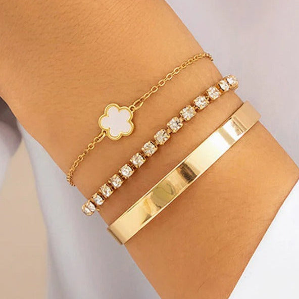 TFC White Clover Gold Plated Bracelet (set of 3)