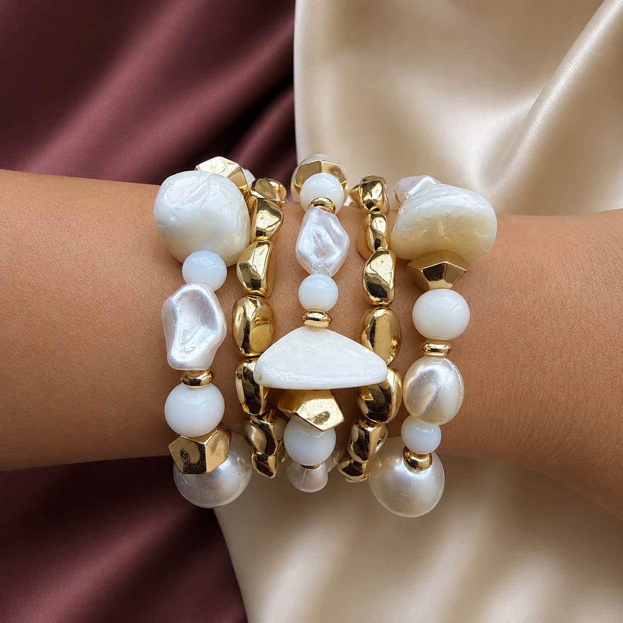 TFC Snow White Gold Plated Bracelet (set of 5)