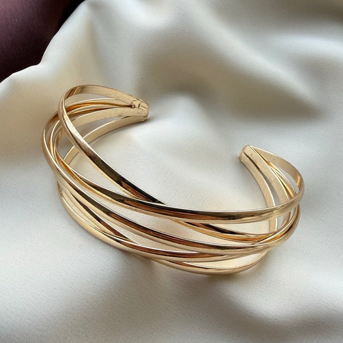 TFC Sleek Linear Gold Plated Adjustable Cuff