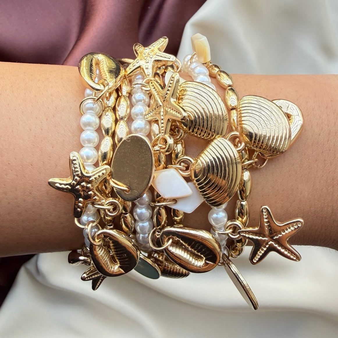 TFC Shell Elegance Gold Plated Adjustable Cuff