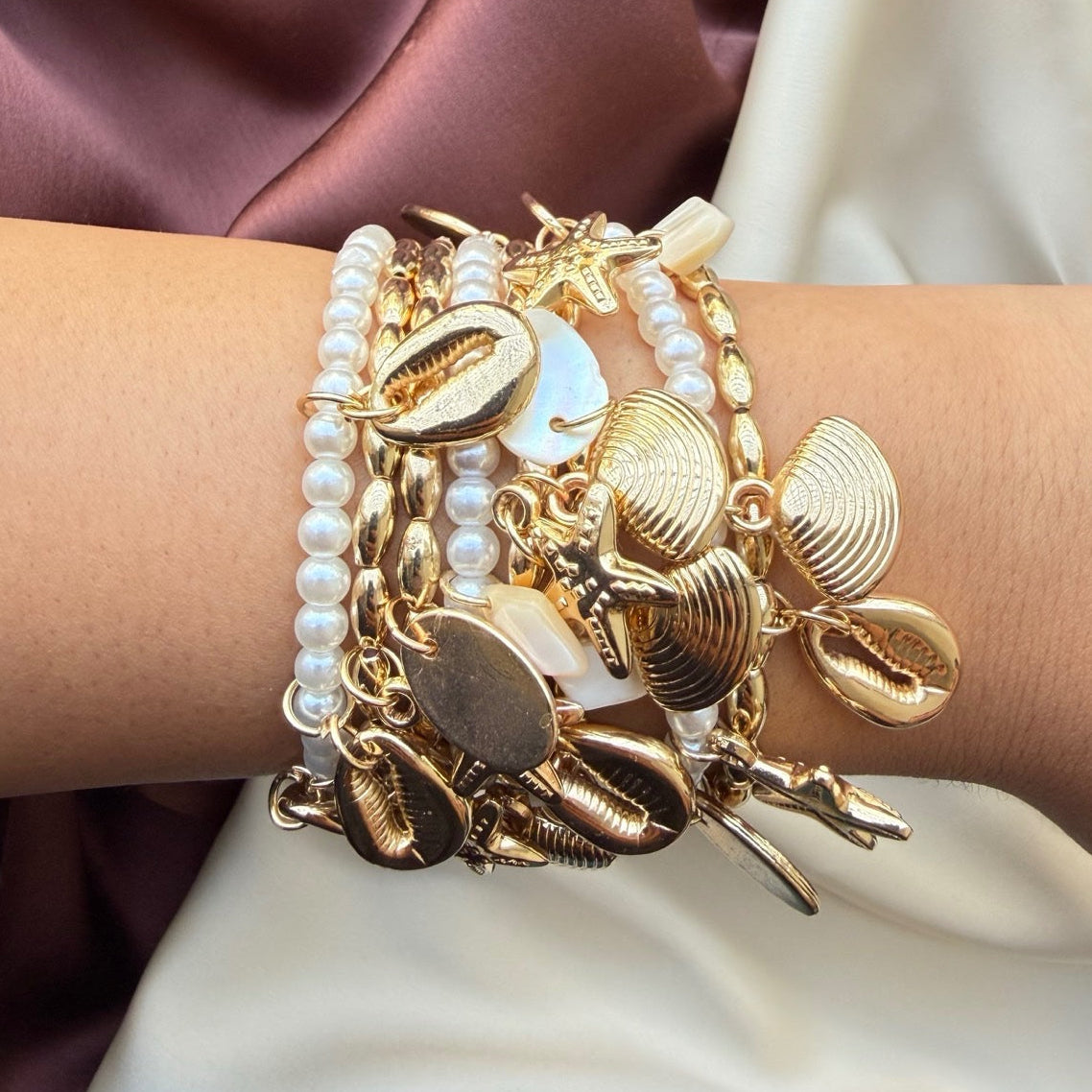 TFC Shell Elegance Gold Plated Adjustable Cuff
