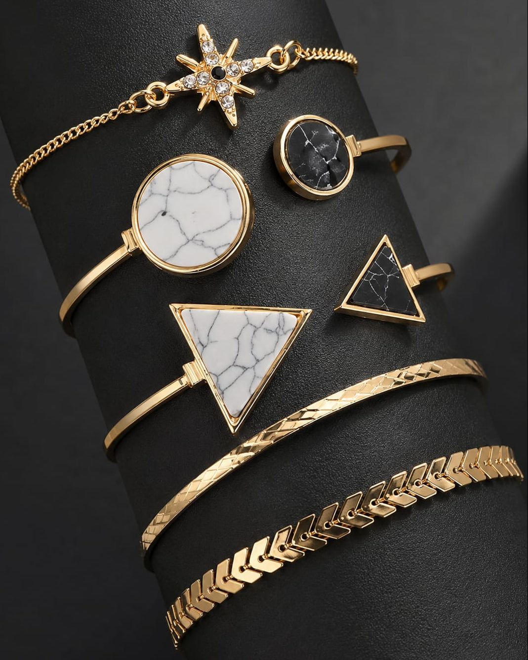 TFC Blacj And White Gold Plated Bracelet (set of 5)