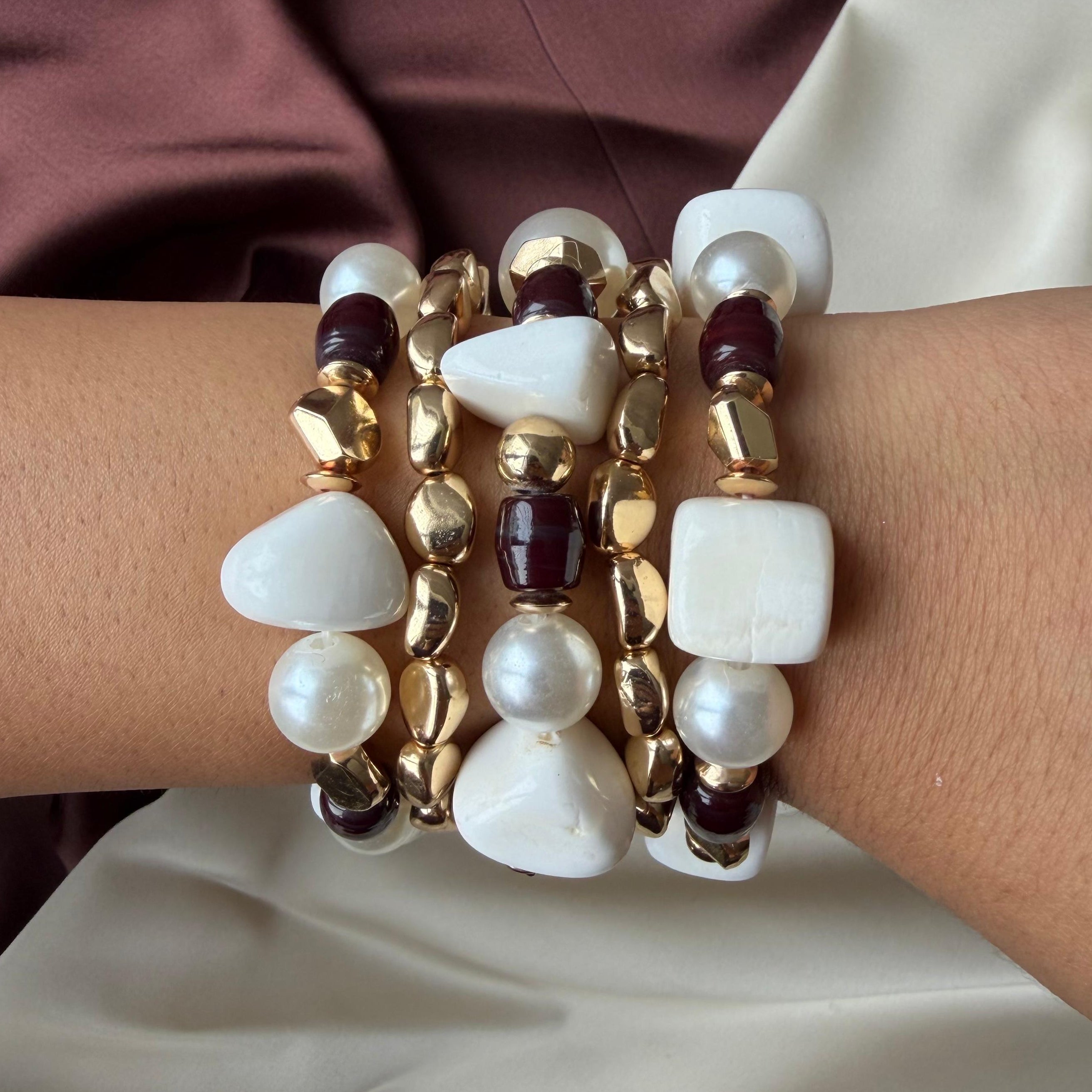TFC White & Wine Gold Plated Bracelet (set of 5)