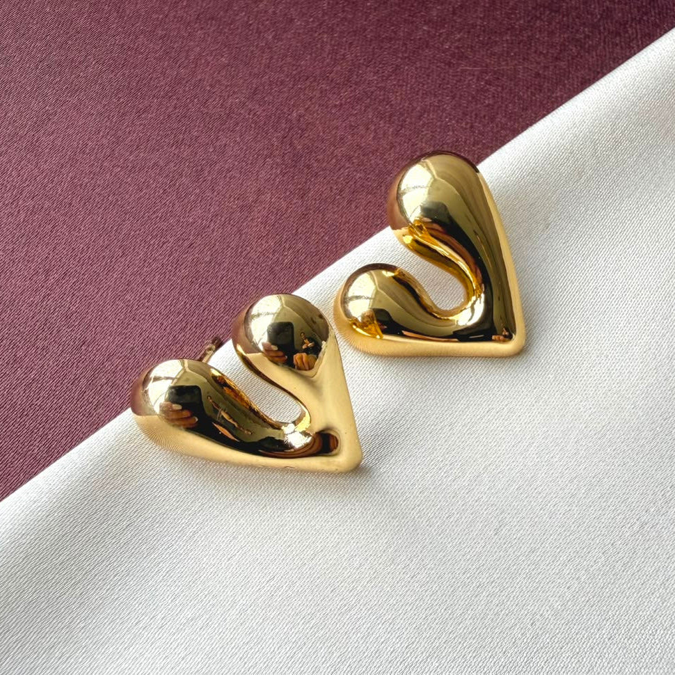 TFC Heart Wave Gold Plated Stud Earrings