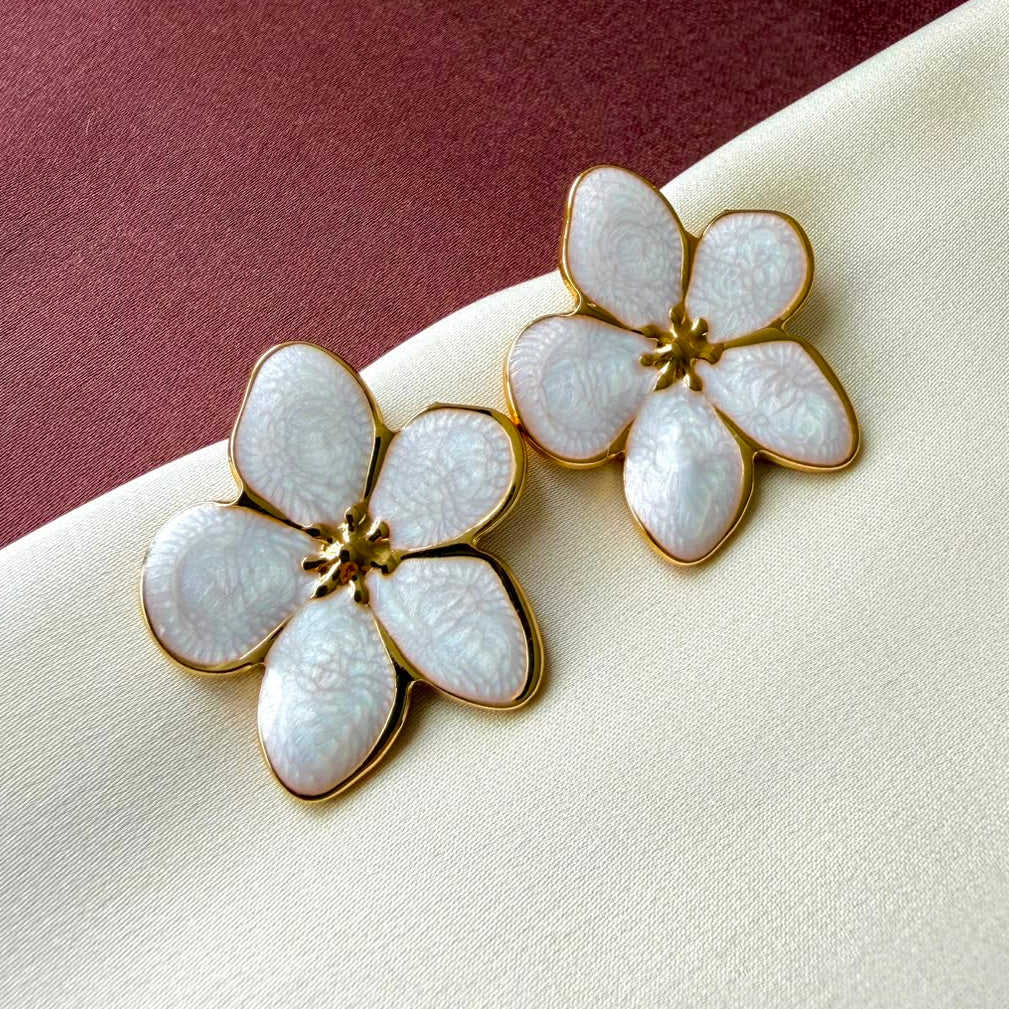 TFC Five Petal Gold Plated Stud Earrings