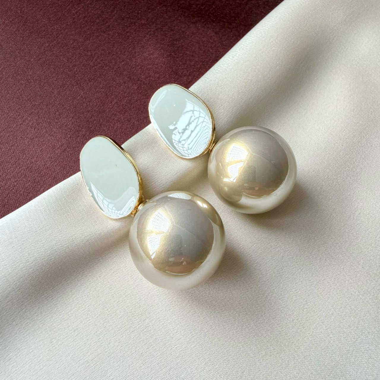 TFC Round Ball Gold Plated Dangler Earrings