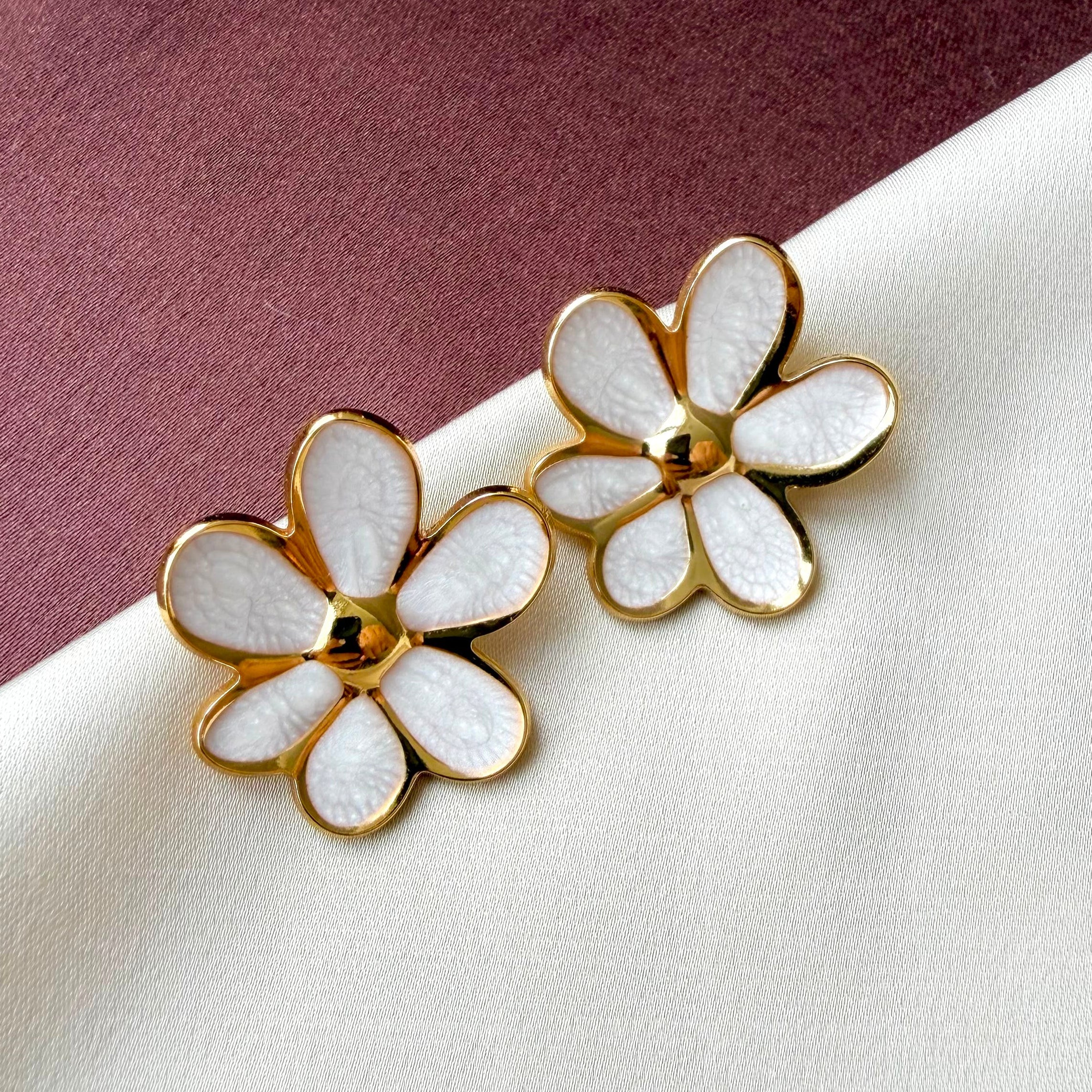 TFC Six Petal Gold Plated Stud Earrings