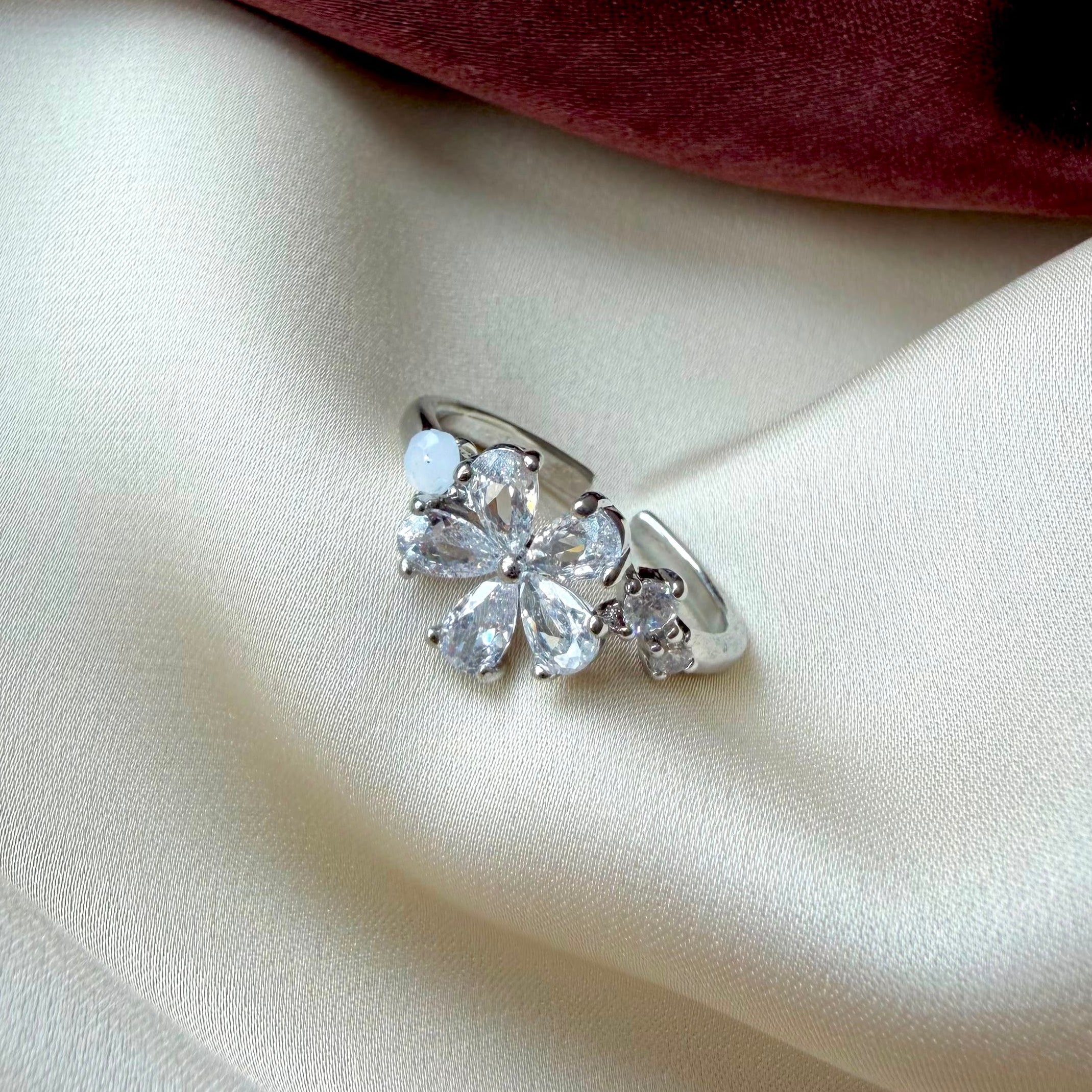 TFC Flower Silver Plated Adjustable Ring