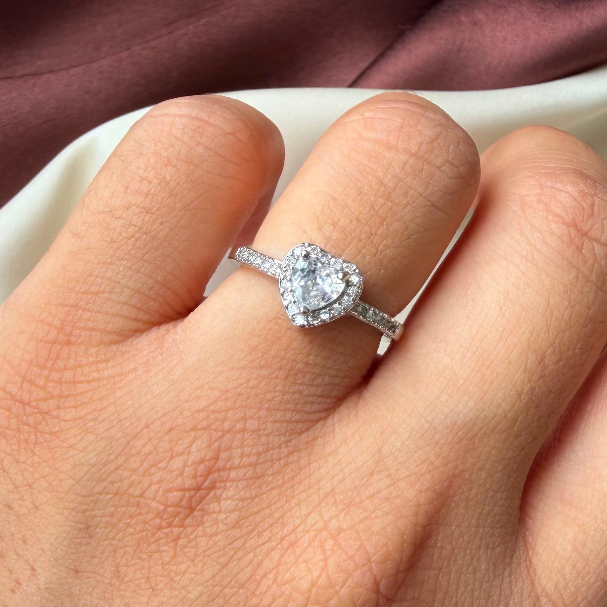 TFC Heart Silver Plated Adjustable Ring