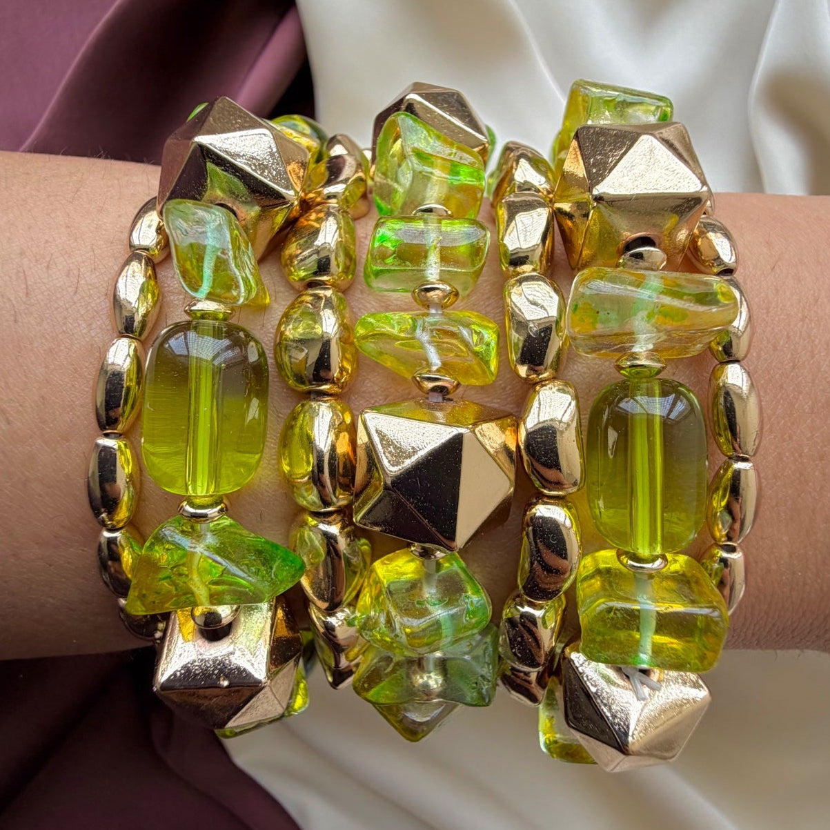 TFC Green Candy Gold Plated Bracelet (set of 7)