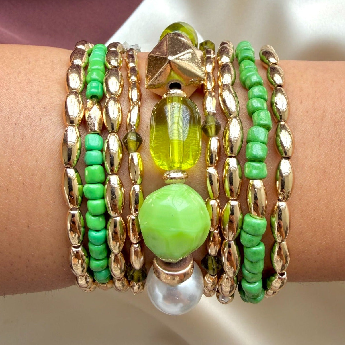 TFC Green Oasis Gold Plated Bracelet (set of 9)