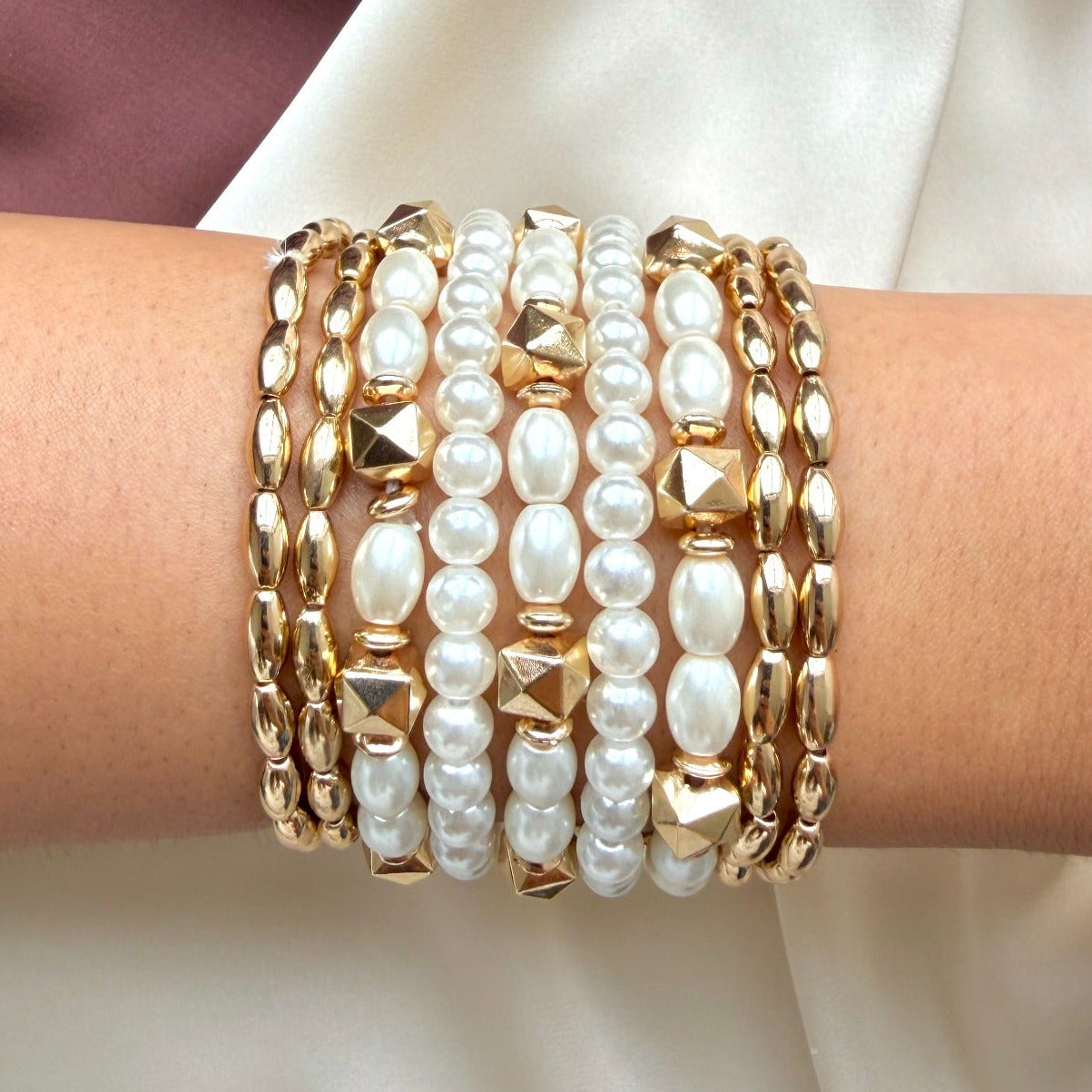 TFC Pearl Girl Gold Plated Bracelet (set of 9)