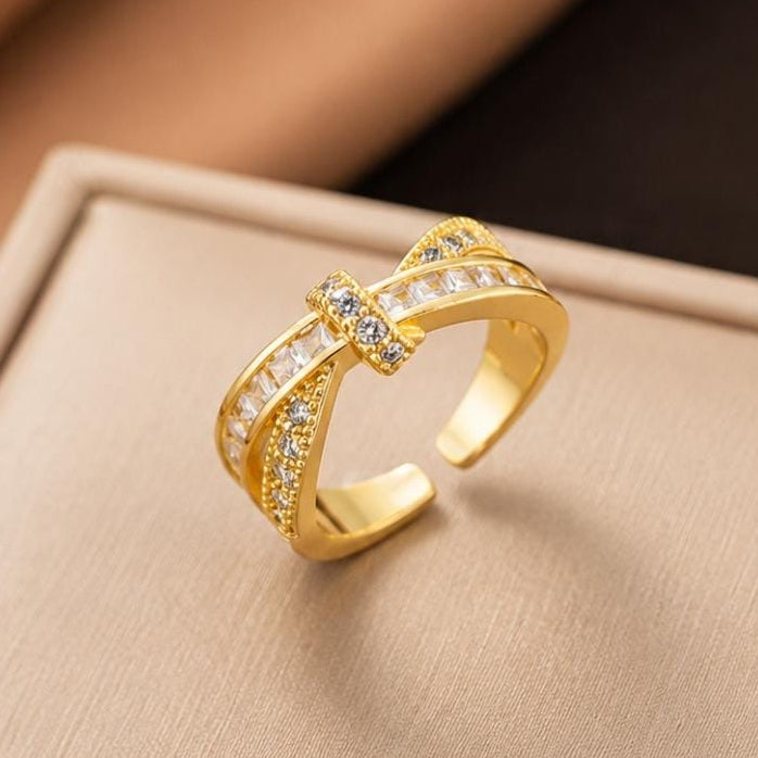 TFC Twinkle Bow Gold Plated Adjustable Ring