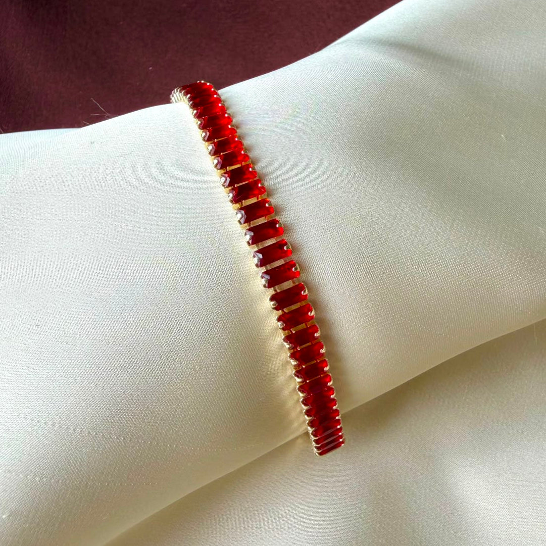 TFC Size 2.2 Gold Plated Red Tennis Bracelet