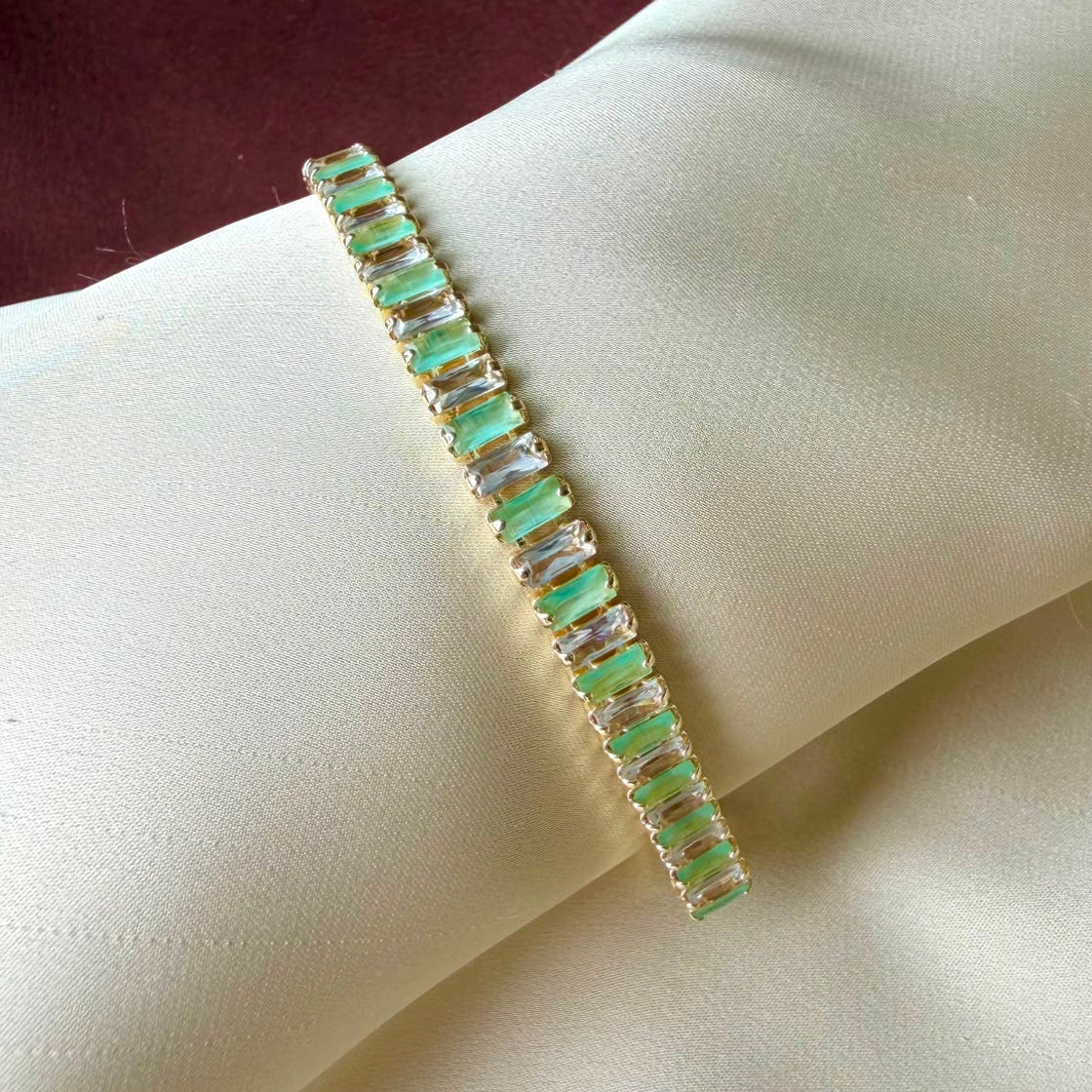 TFC Size 2.2 Gold Plated Green Mix Tennis Bracelet