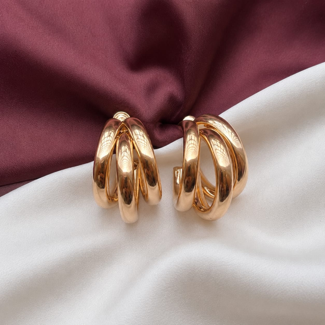 TFC Multi Lines Hoop Gold Plated Earring