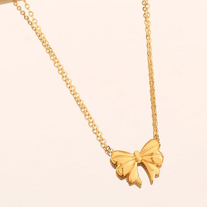 TFC Cute Bow Gold Plated Pendant Necklace