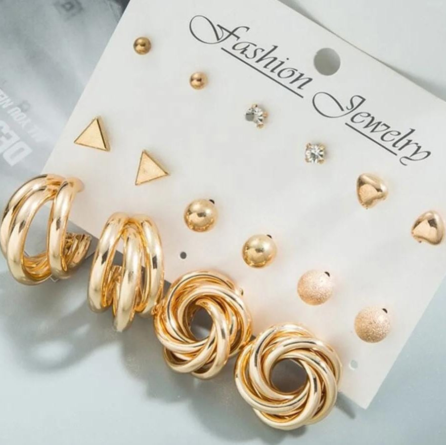 TFC Golden Glow Gold Plated Stud Earrings Combo Set