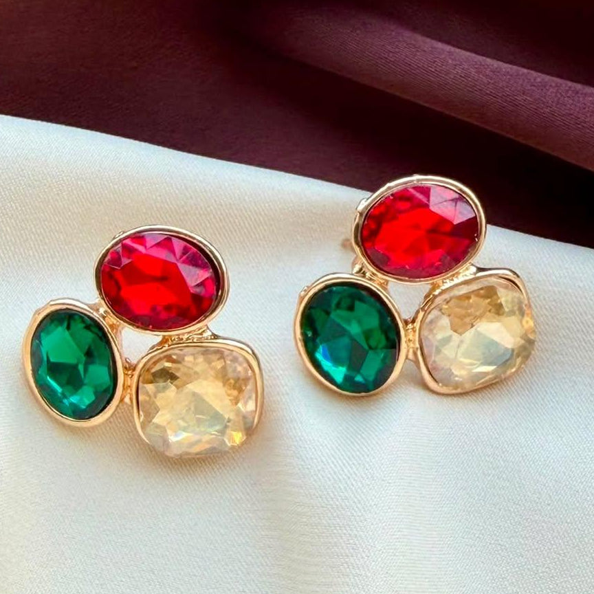 TFC Multi-Colour Gemstone Gold Plated Earring
