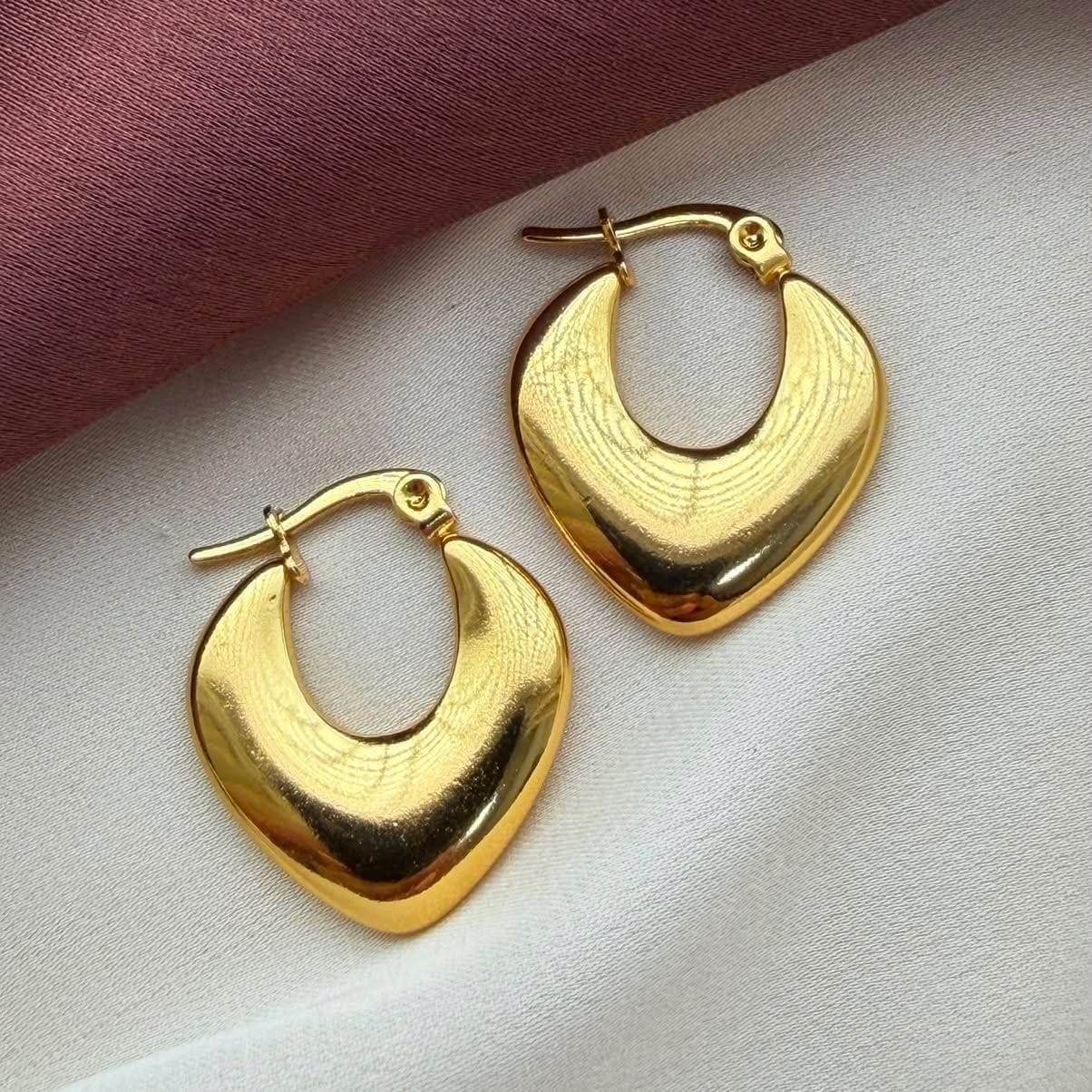 TFC Bold Sculpt Gold Plated Hoop Earrings