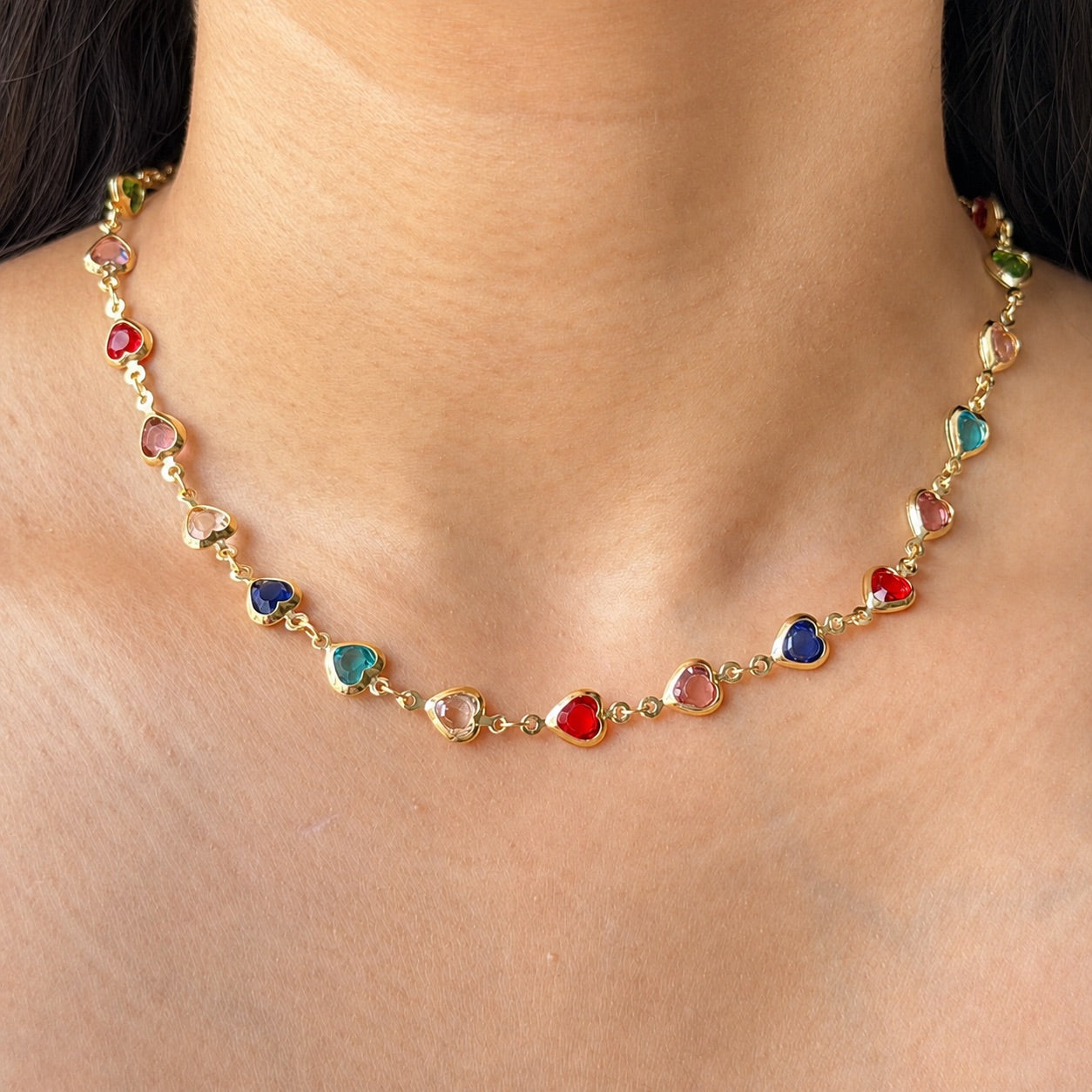 TFC Heart Gemstone Gold Plated Necklace