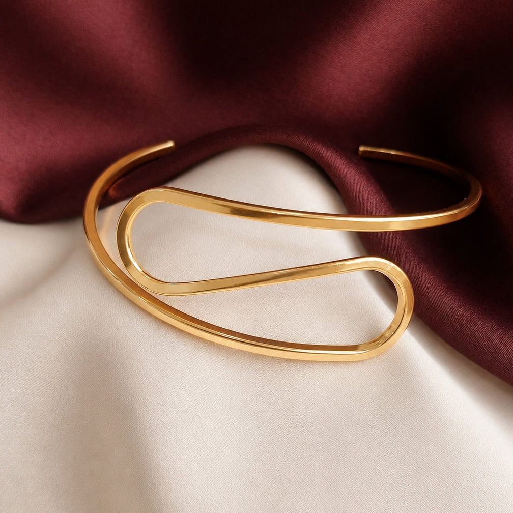 TFC Adjustable U-Turn Gold Plated Bracelet Cuff
