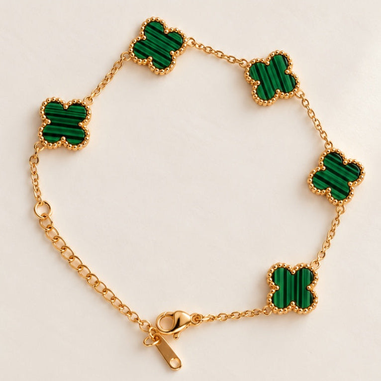 TFC Green Line Flower Gold Plated Chain Bracelet