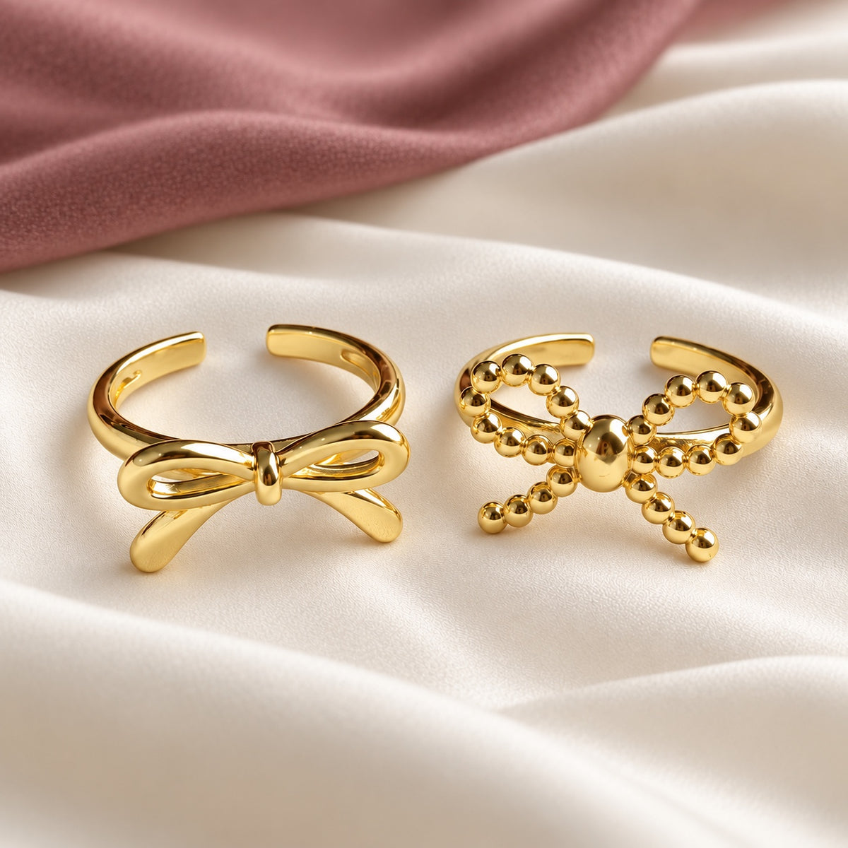 TFC Pretty Bow Gold Plated Ring Combo Set