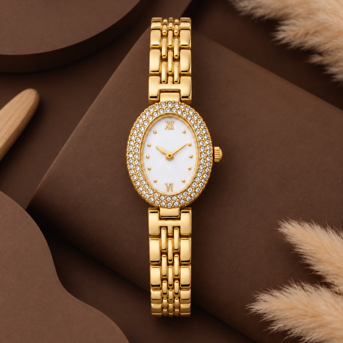 TFC Stone Vibe Gold Plated Wrist Watch