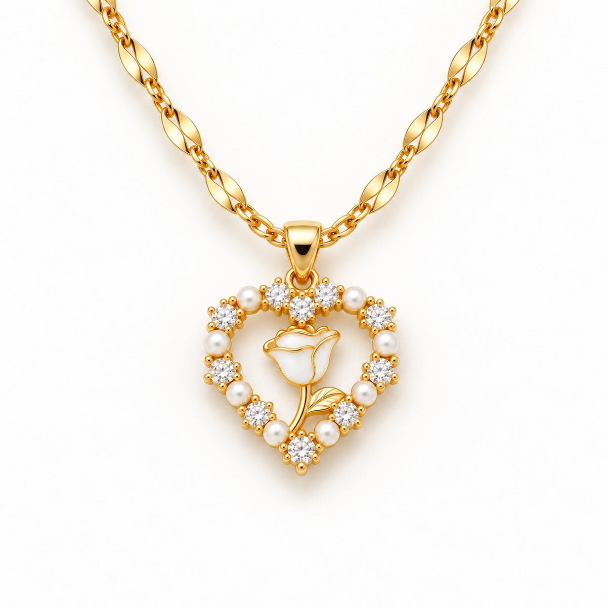 TFC Rosy Heart Gold Plated Pendant Necklace