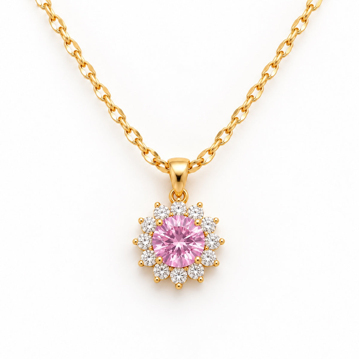 TFC Blush Crystal Gold Plated Pendant Necklace