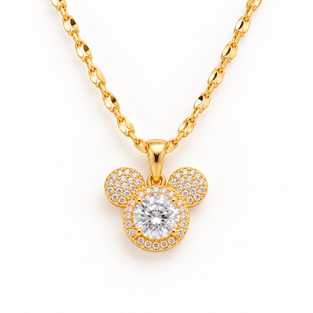 TFC Crystal Mouse Gold Plated Pendant Necklace